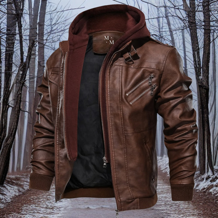 Heat leather – high-quality warm leather jacket with a hood