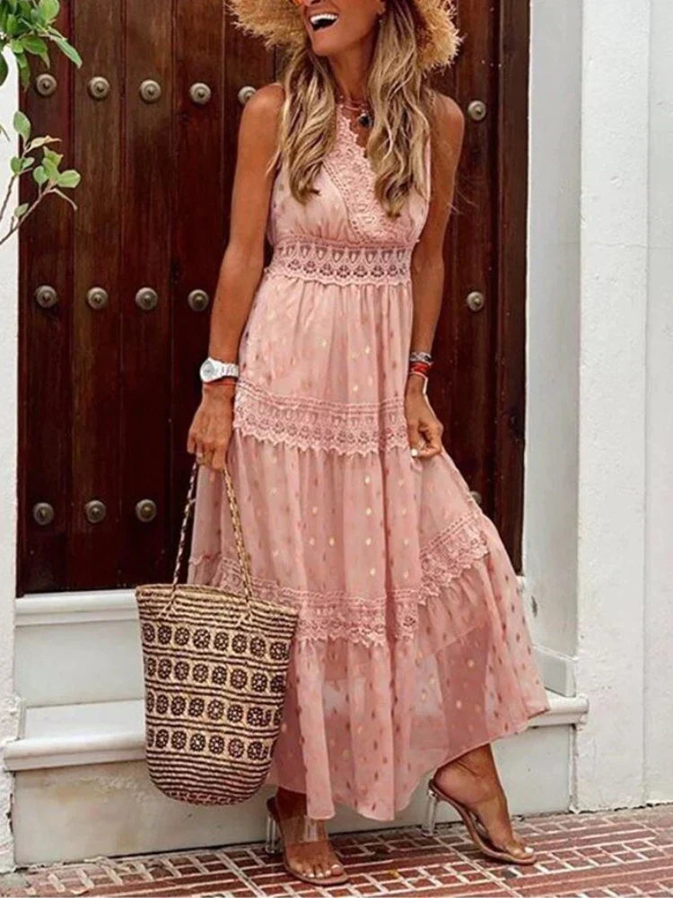 Elegant long dress with lace - Percey