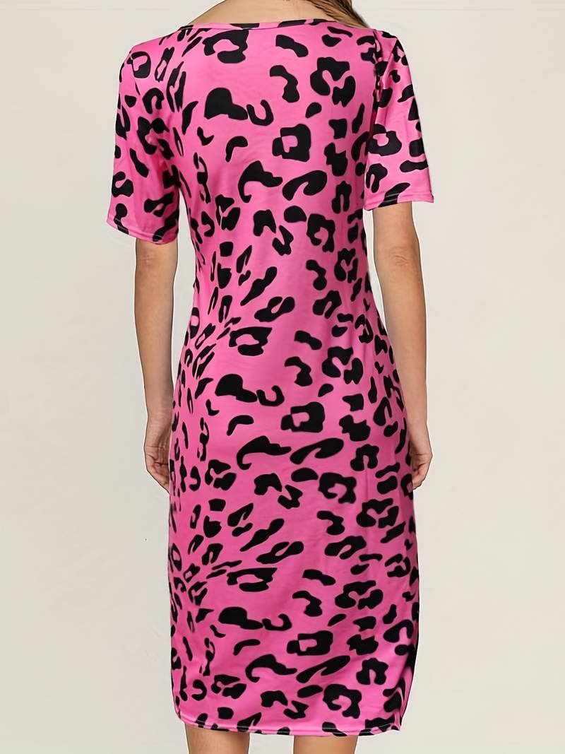 Ella - leopard print split bodycon dress