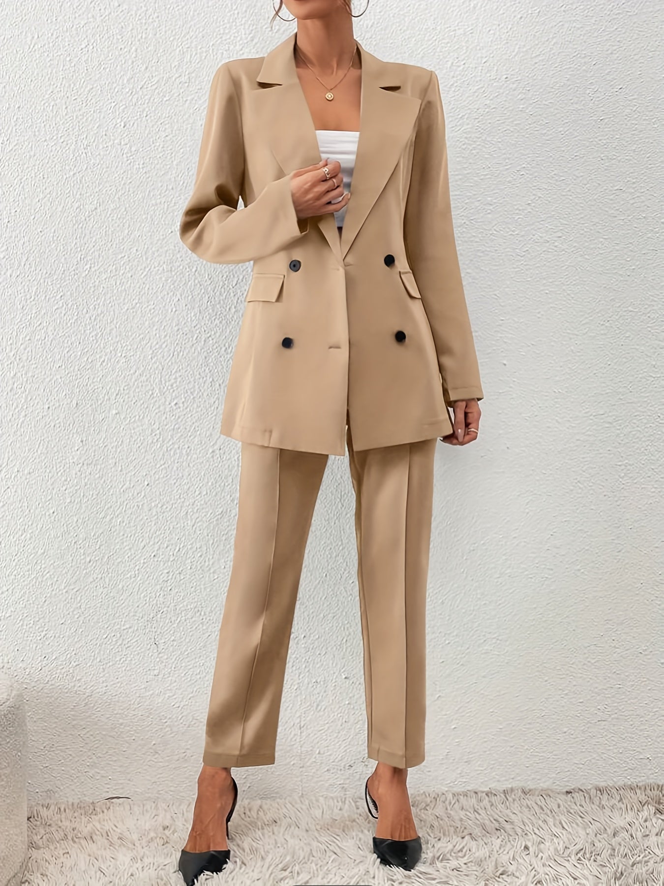 Elegant Blazer & Slant Pocket Pants Outfit Set for Women | Ideal for All Seasons