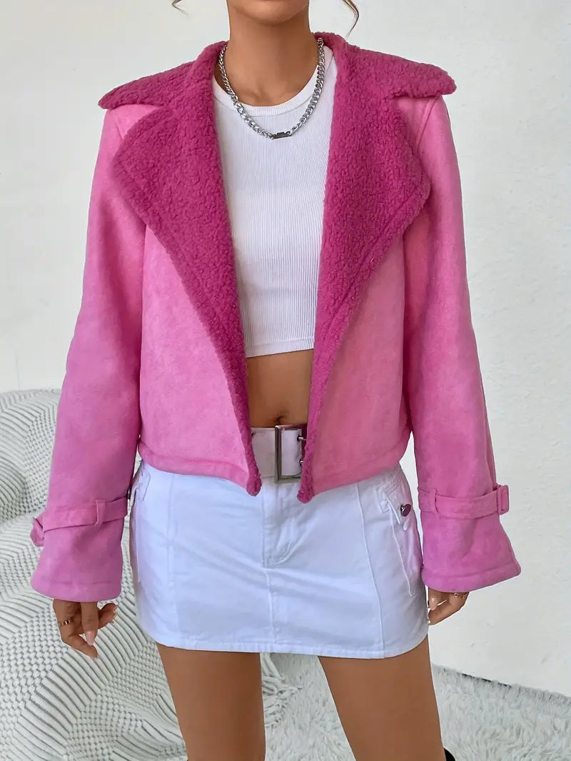 Pink Vintage Faux Leather Jacket for Women | Ideal for Spring