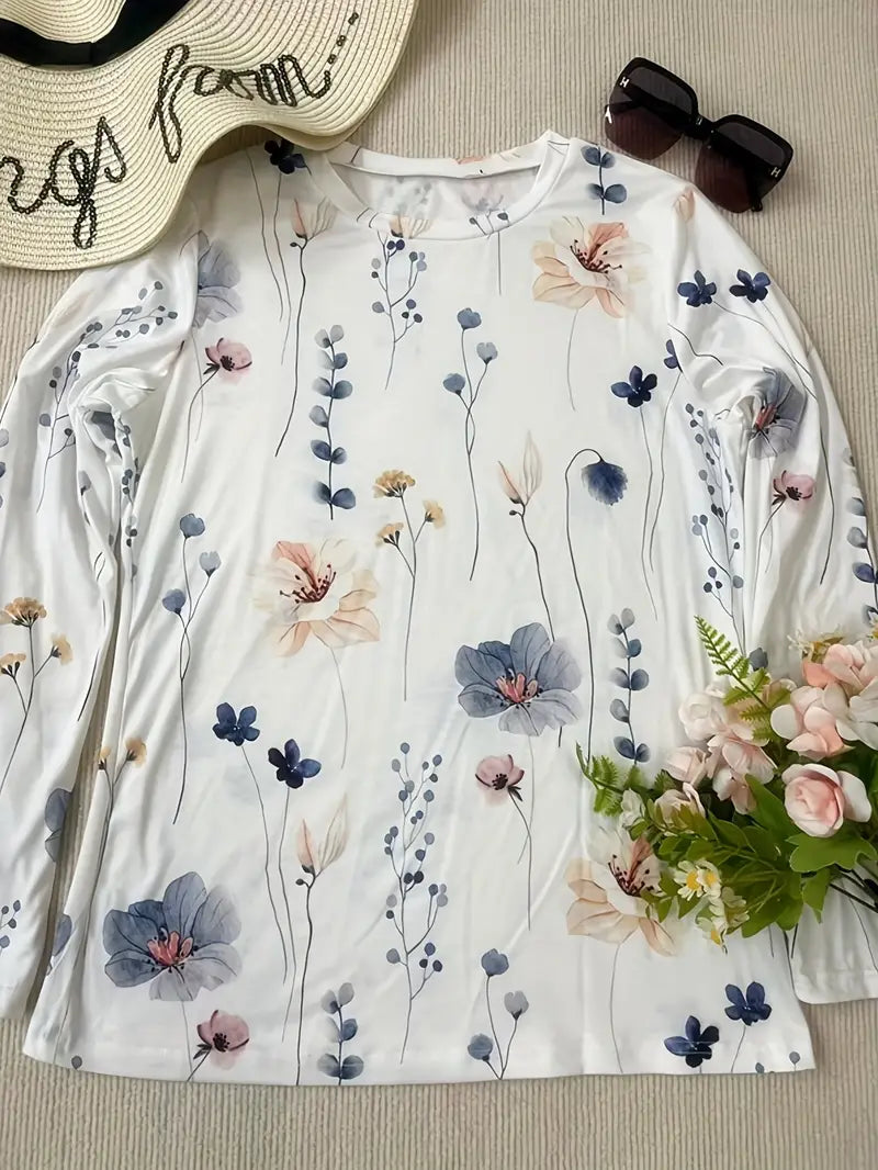 Victoria - floral print crew neck t-shirt for spring