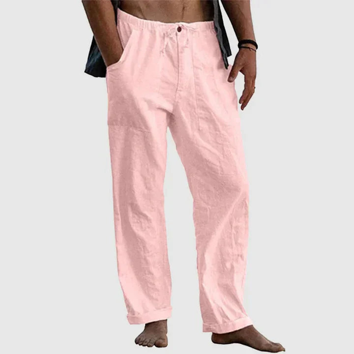 Casual linen trousers with drawstring