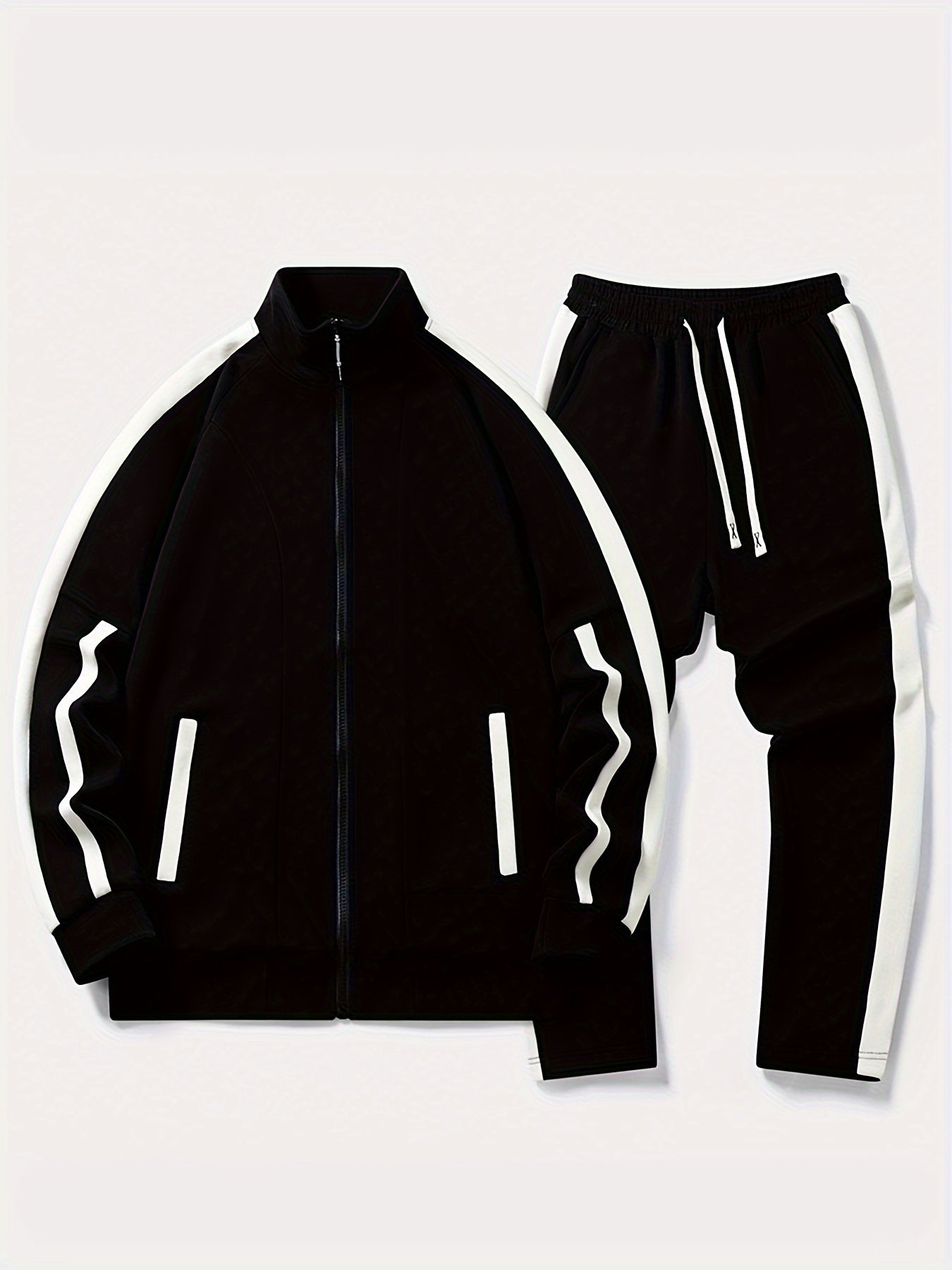 Casual Two Color Tracksuit Full Zip up Top and Drawstring Jogger Pants for Men | Ideal for Any Season