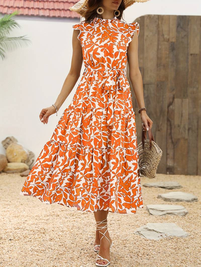 Aurora – elegant dress with ruffle sleeves for spring and summer