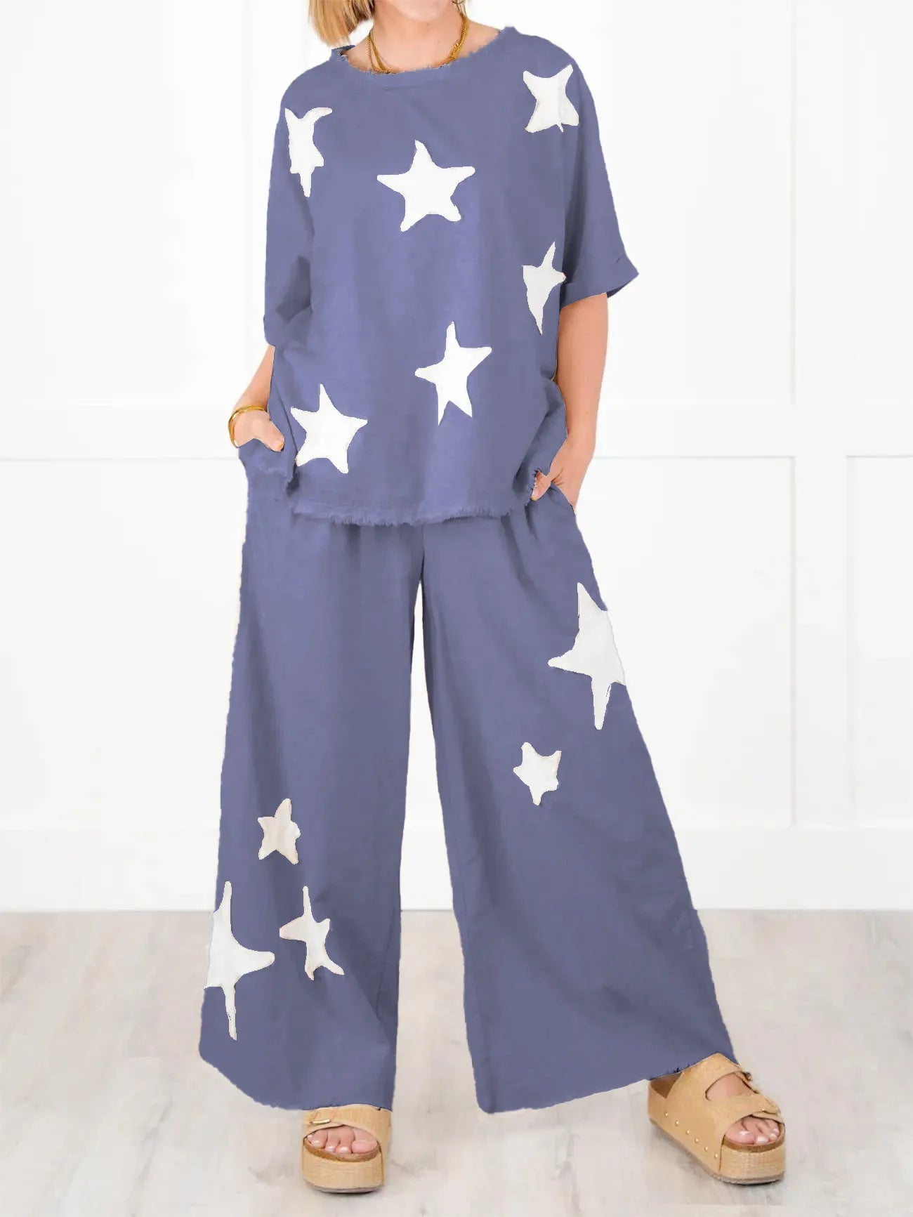 Pants and shirt set with star details