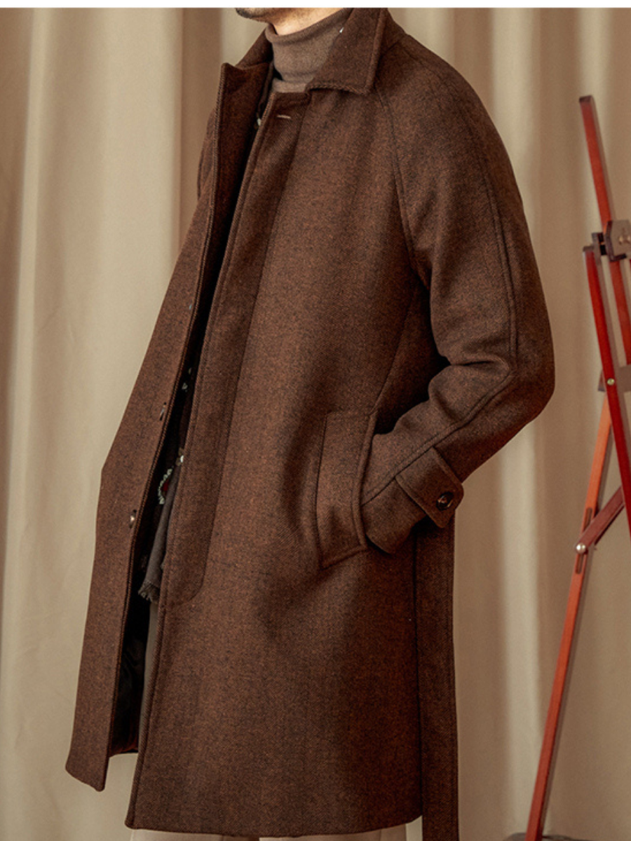 Classic Wool Blend Balmacaan Coat