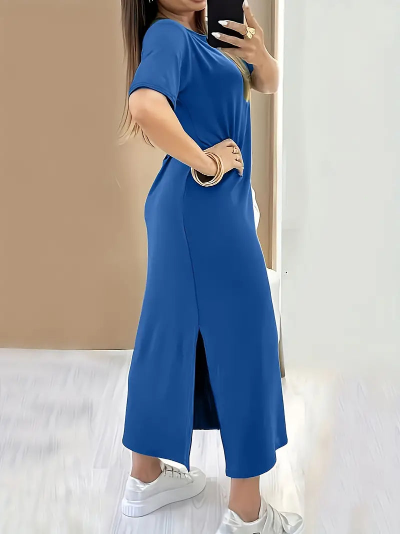 Quinn - casual side slit loose maxi dress