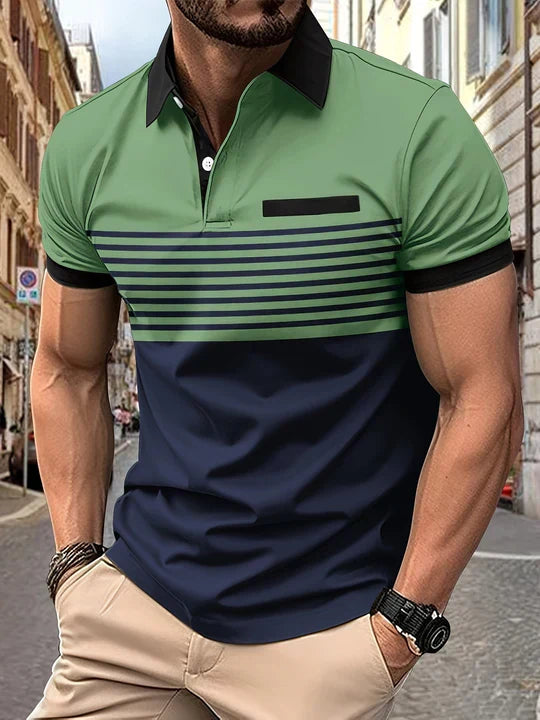 Louis｜stripe summer polo for men