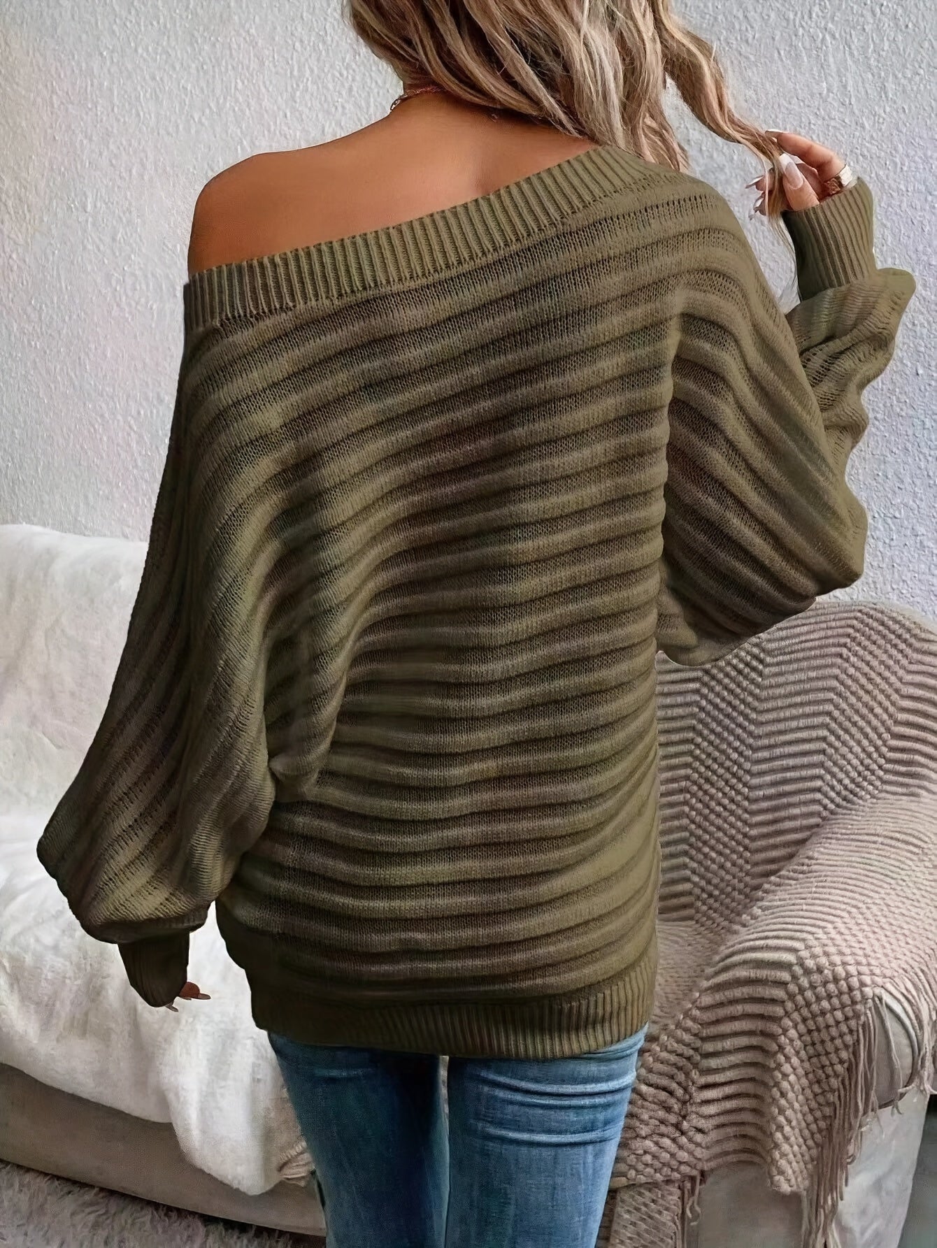 Casual Off Shoulder Wool Sweater with Comfy Design for Women | Ideal for Winter