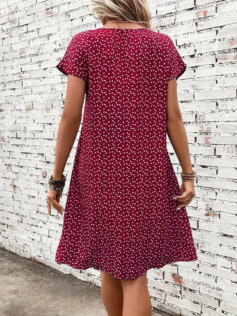 Maya – all-over print dress with batwing sleeves