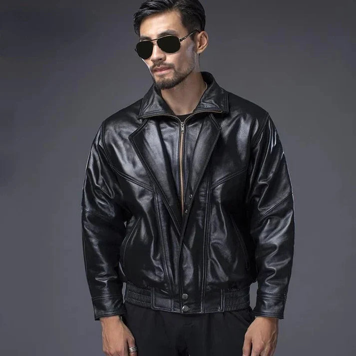 Erwin - classic black biker jacket for men