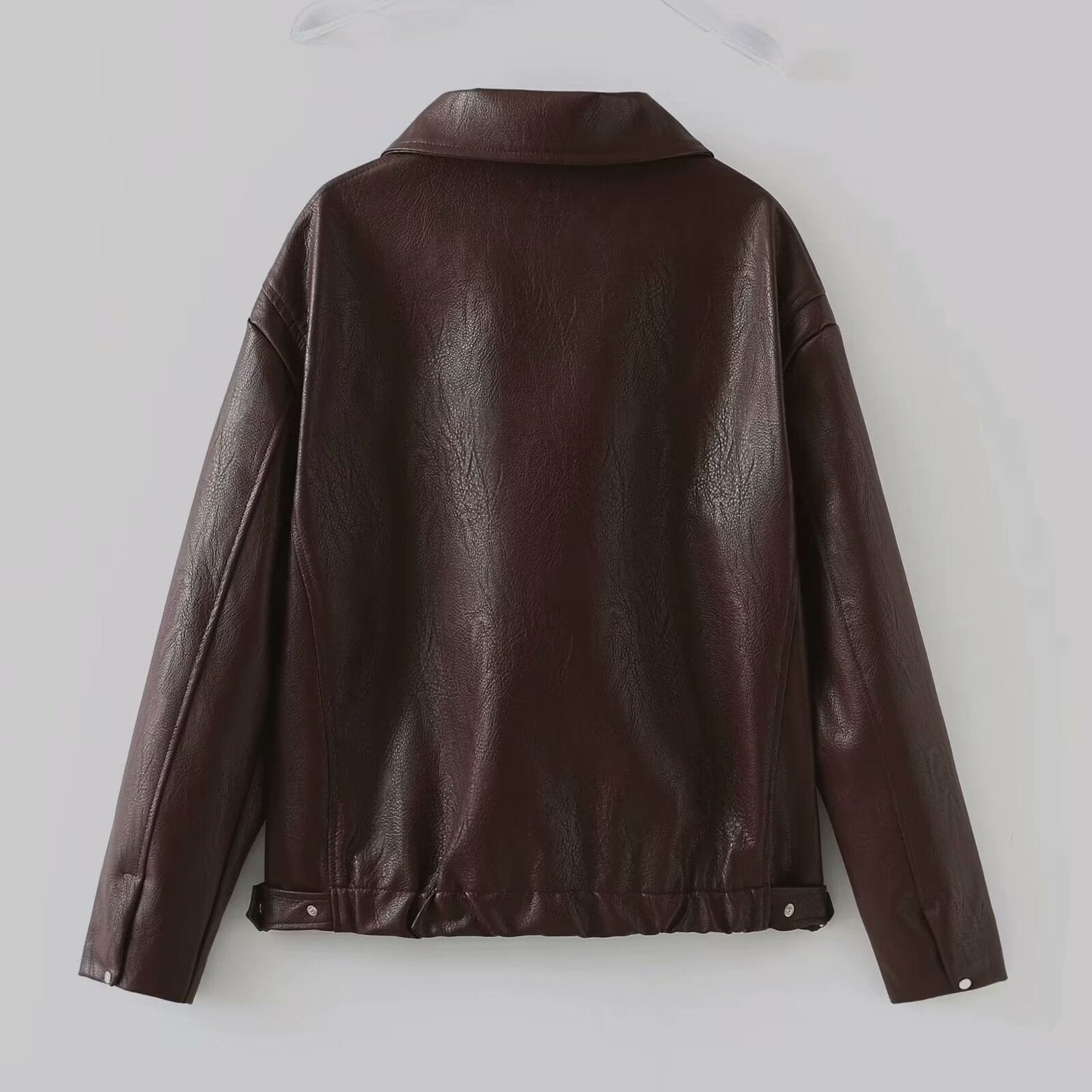 Julia™ - Leather jacket with lapel and zipper