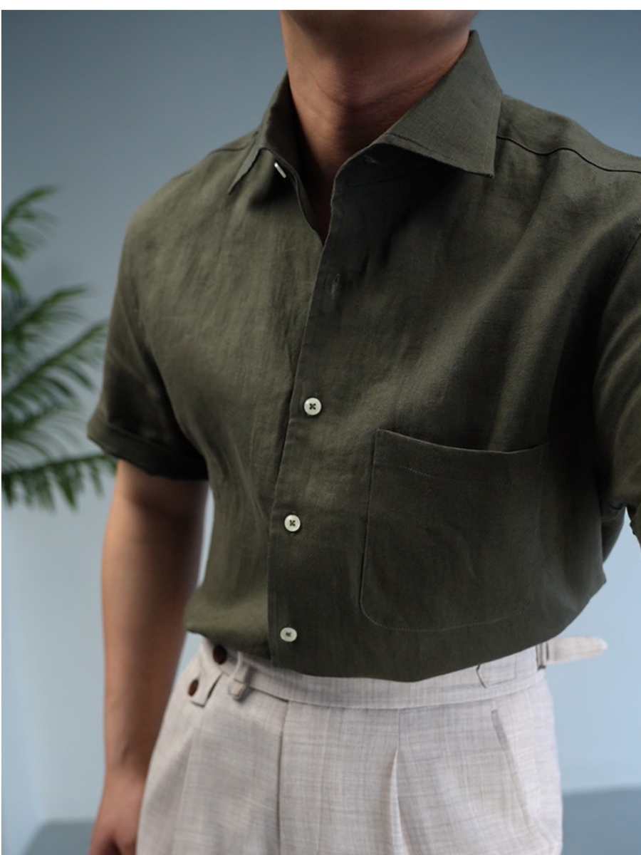 100% Linen Short-Sleeve Shirt