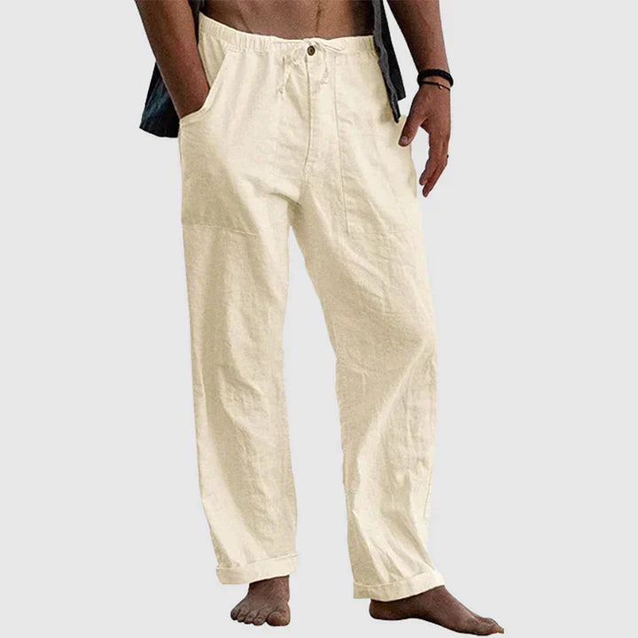 Casual linen trousers with drawstring