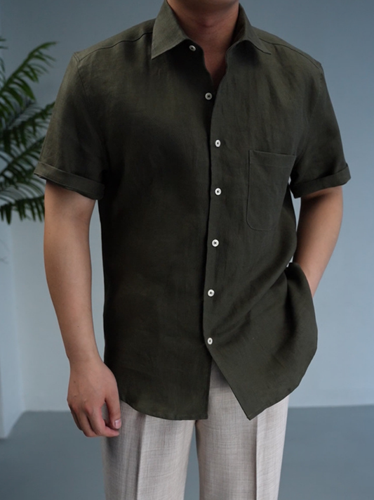 100% Linen Short-Sleeve Shirt