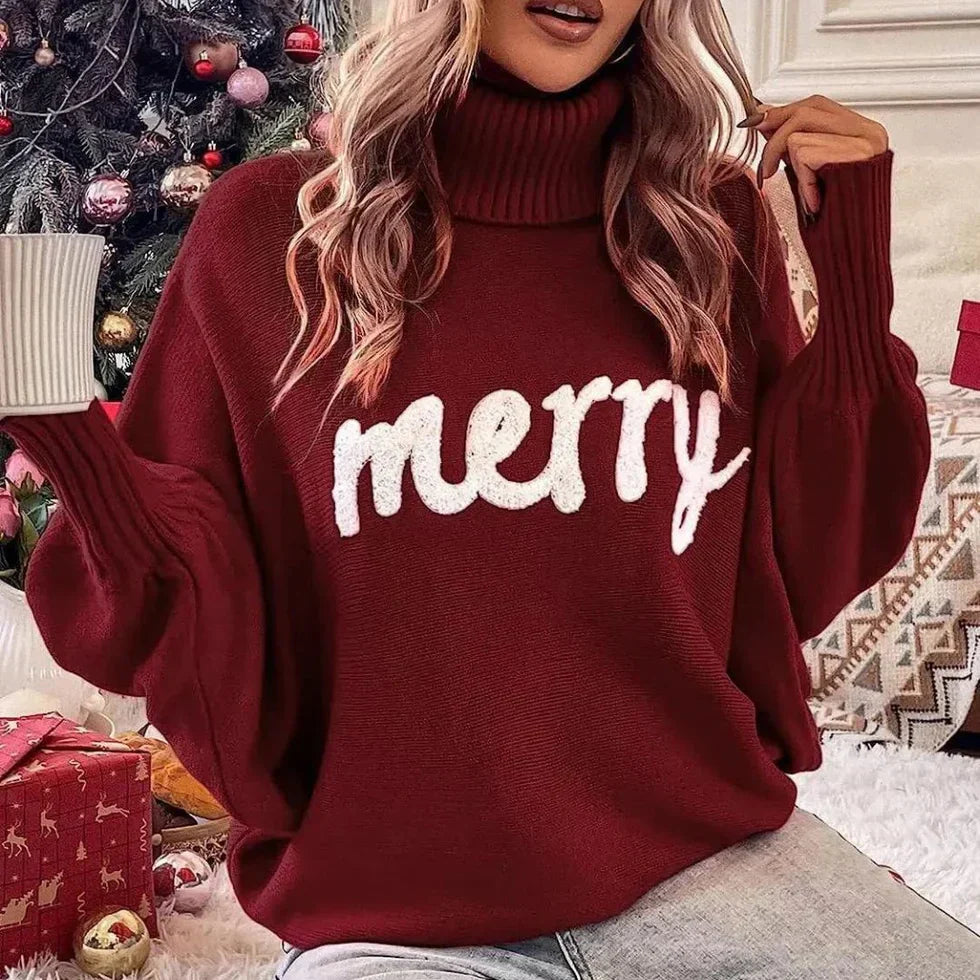 Emerie – warm festive turtleneck sweater for women