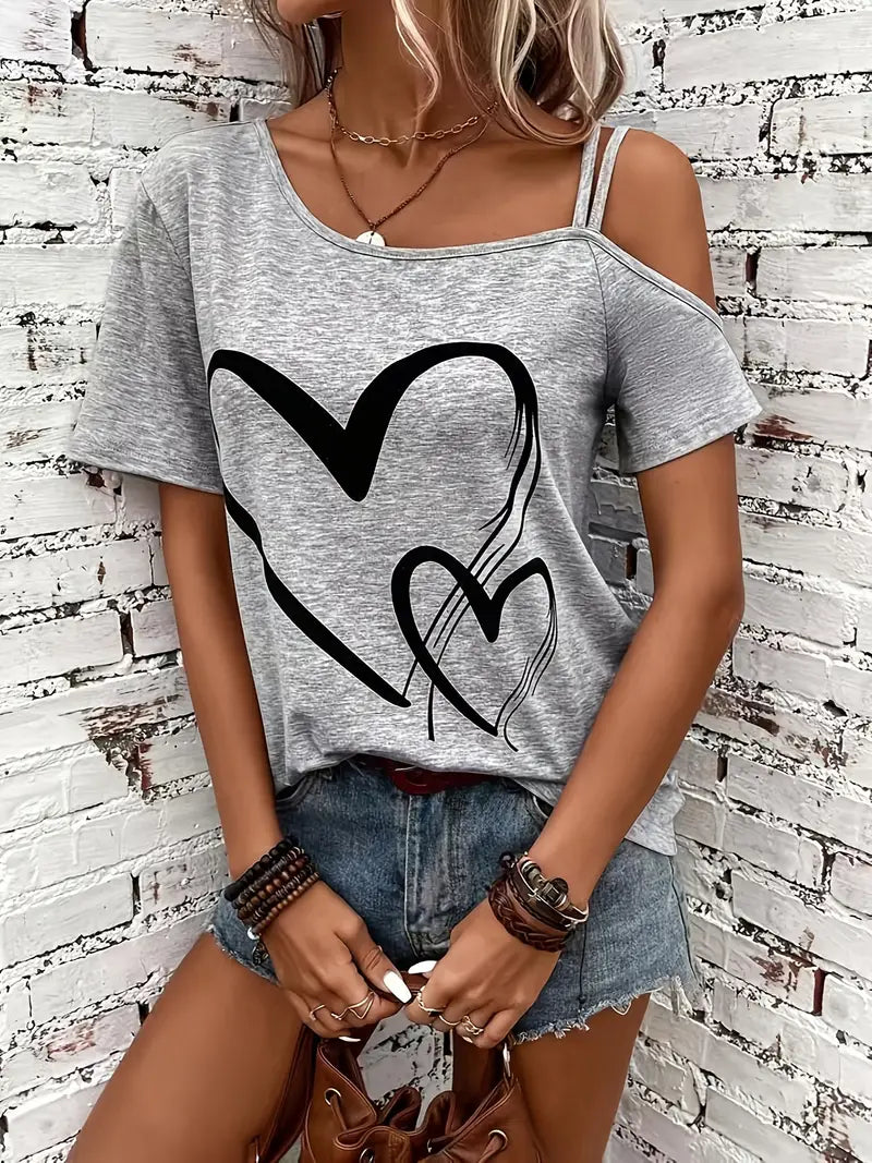 Jessamine – short sleeve top with heart print