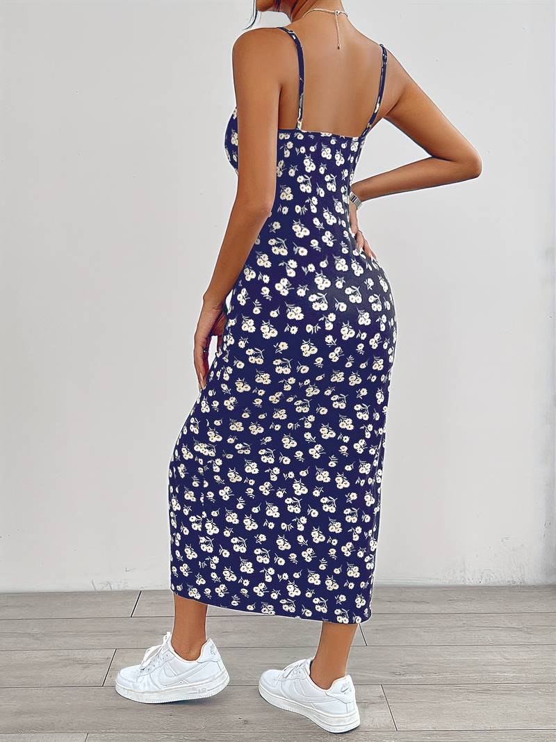 Grace - floral print cami dress with split hem