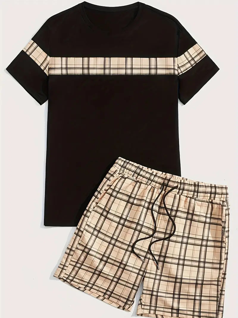 Matthew men's checked outfit set for summer vacation