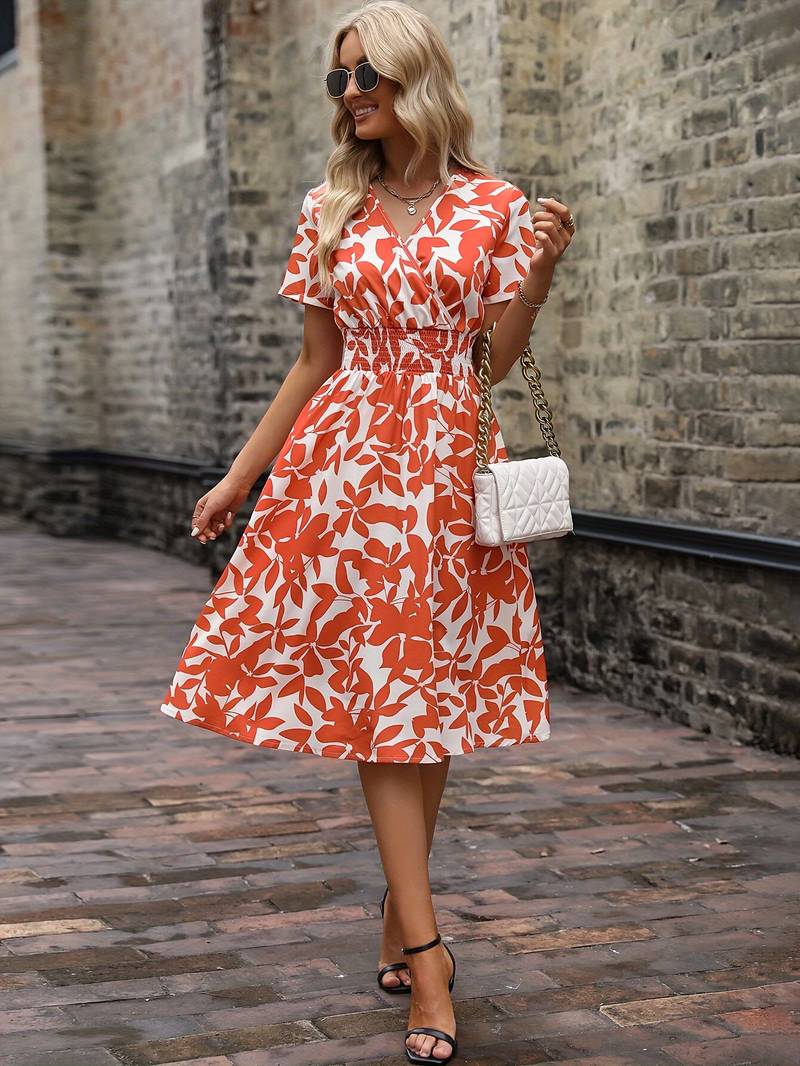 Amelia short sleeve floral wrap dress