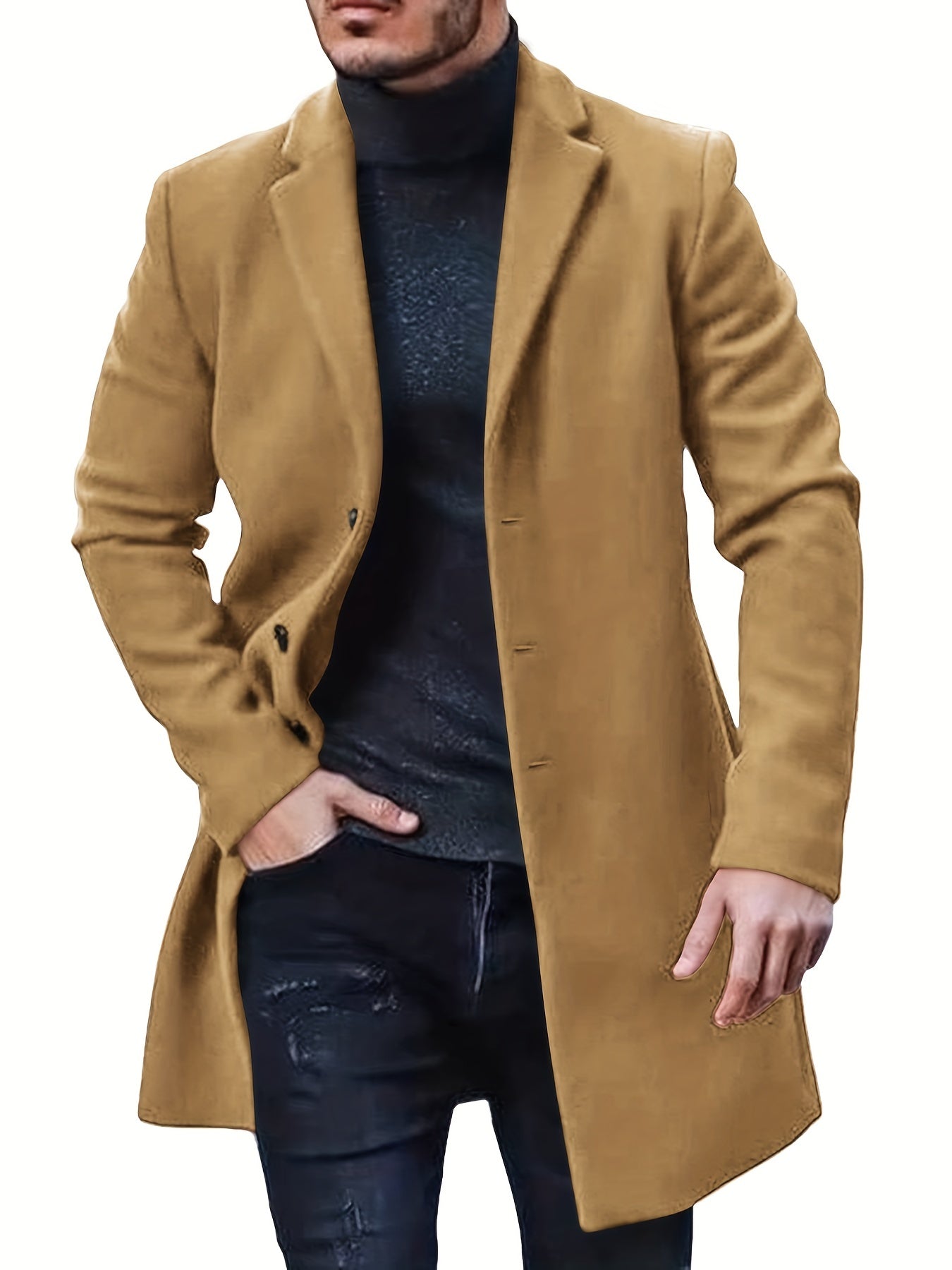 Casual Midlength Button Down Trench Coat for Men | Ideal for All Seasons