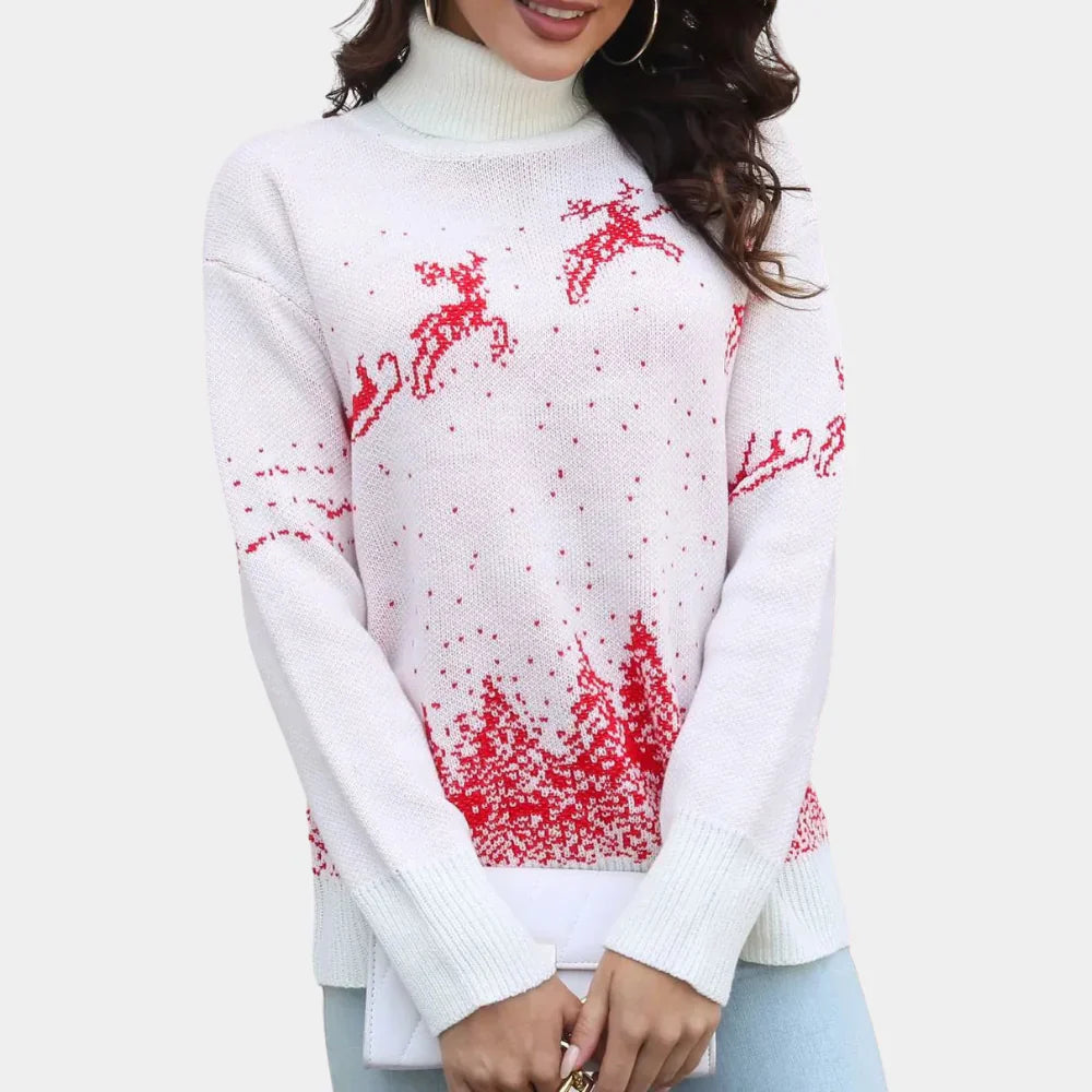 Lisana - fashionable Christmas jumper with turtleneck for women