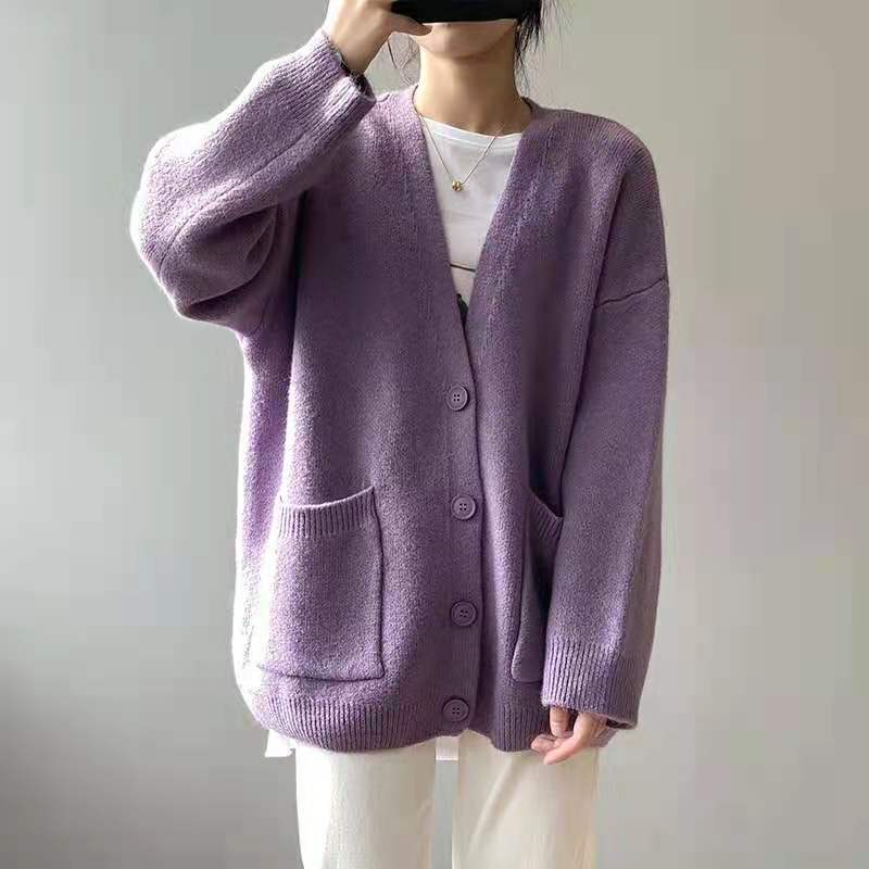 Genevie Cardigan | Long Knit V-Neck Cardigan with Buttons