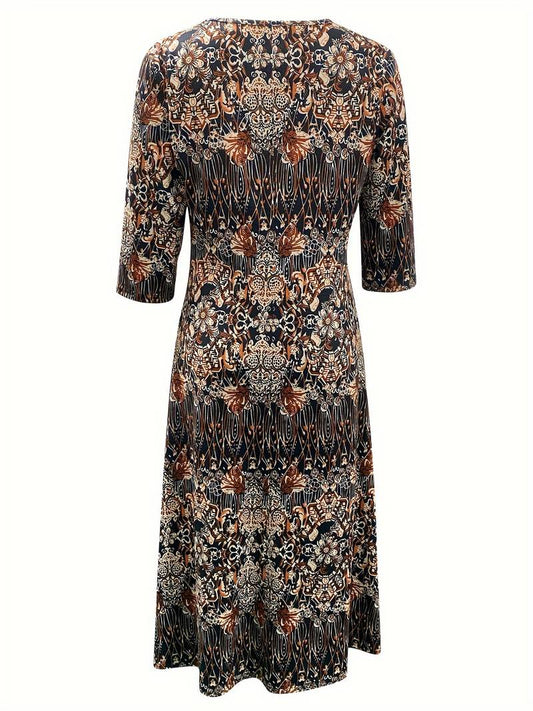 Abigail – midi dress with floral print and 3/4 sleeves