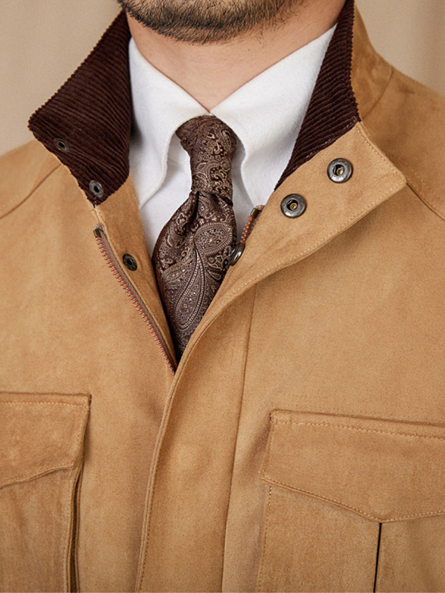 Suede-Style Vintage Hunting Jacket