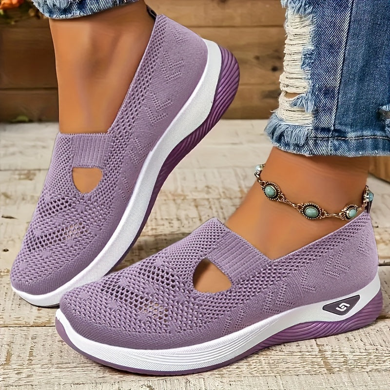 Stylish Lightweight Knit Cut-Out Sneakers for Women | Perfect for Casual Days