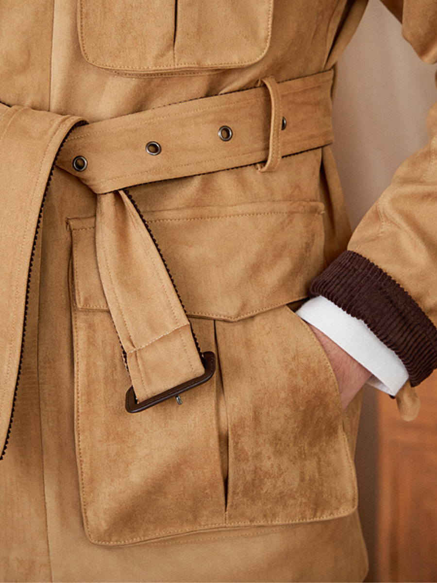 Suede-Style Vintage Hunting Jacket