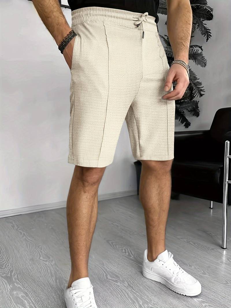 Samuel waffle knit drawstring shorts with two front pockets