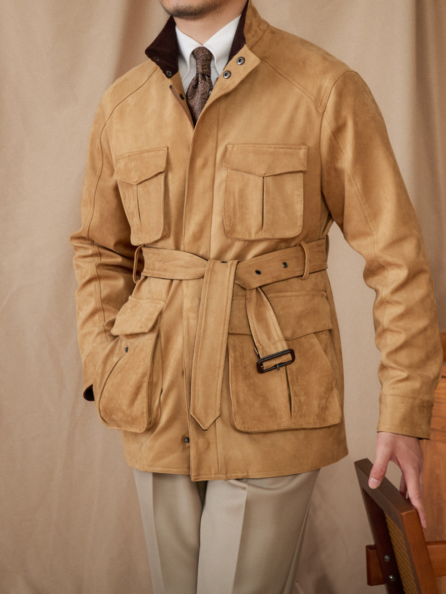 Suede-Style Vintage Hunting Jacket