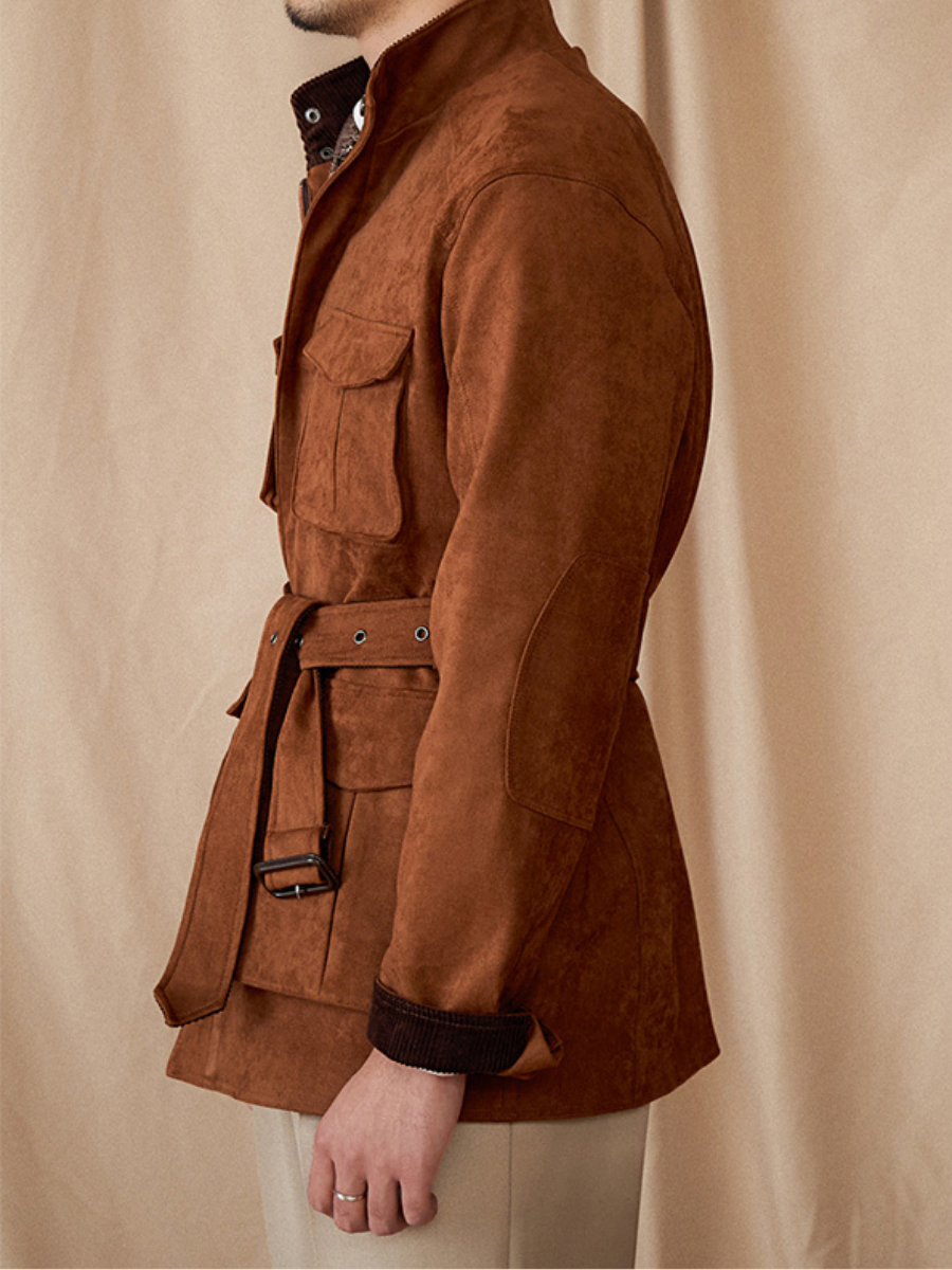 Suede-Style Vintage Hunting Jacket