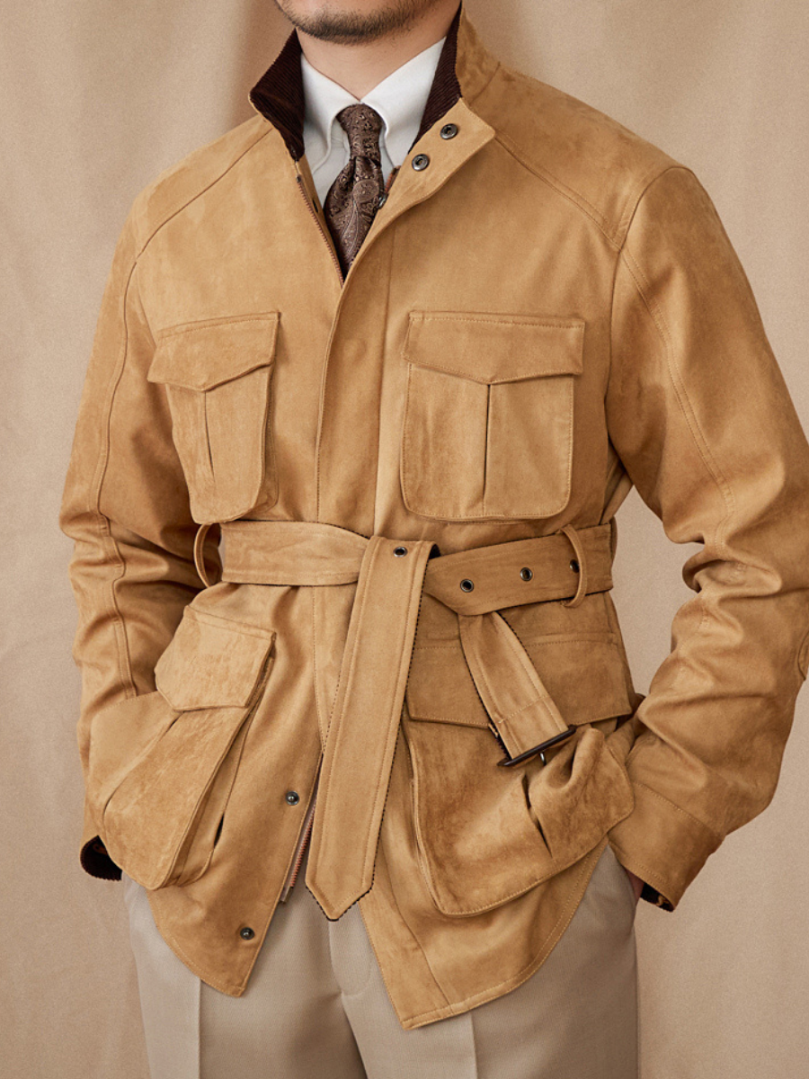 Suede-Style Vintage Hunting Jacket