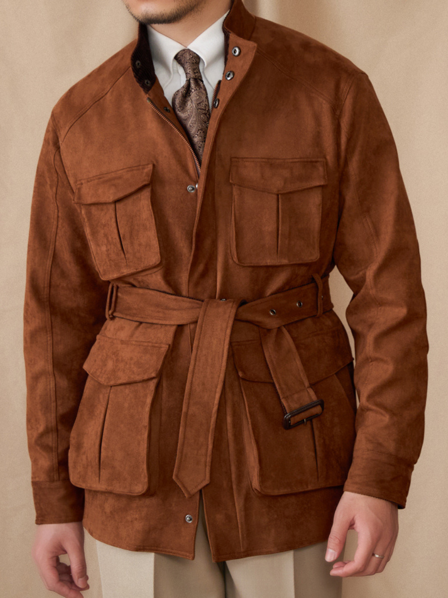 Suede-Style Vintage Hunting Jacket