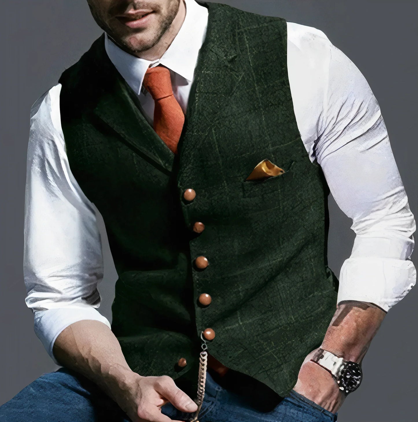 Elegant slightly checked waistcoat - Alexander