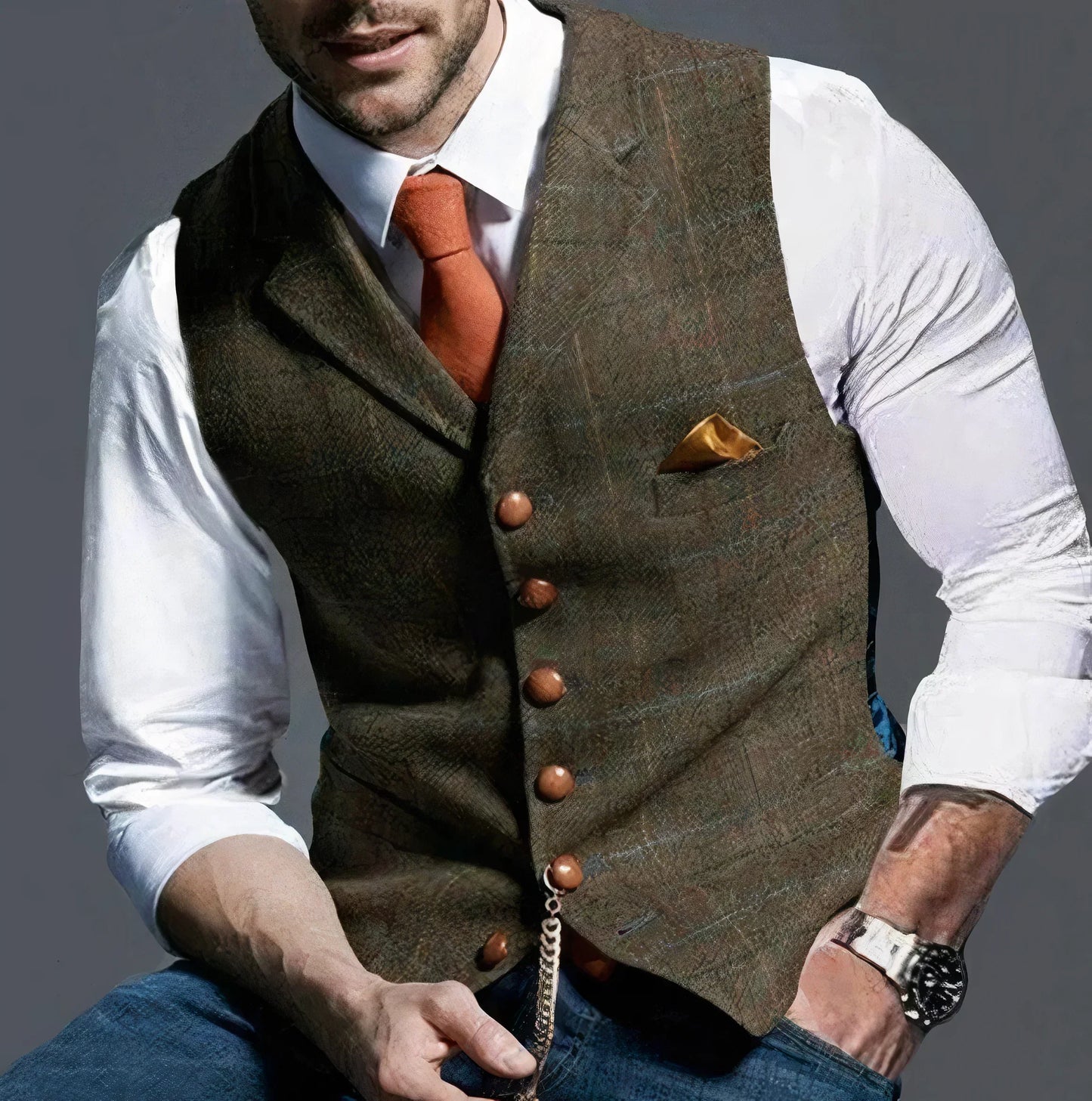 Elegant slightly checked waistcoat - Alexander