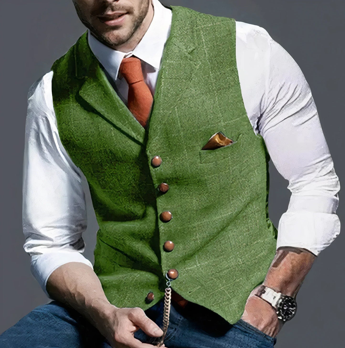 Elegant slightly checked waistcoat - Alexander