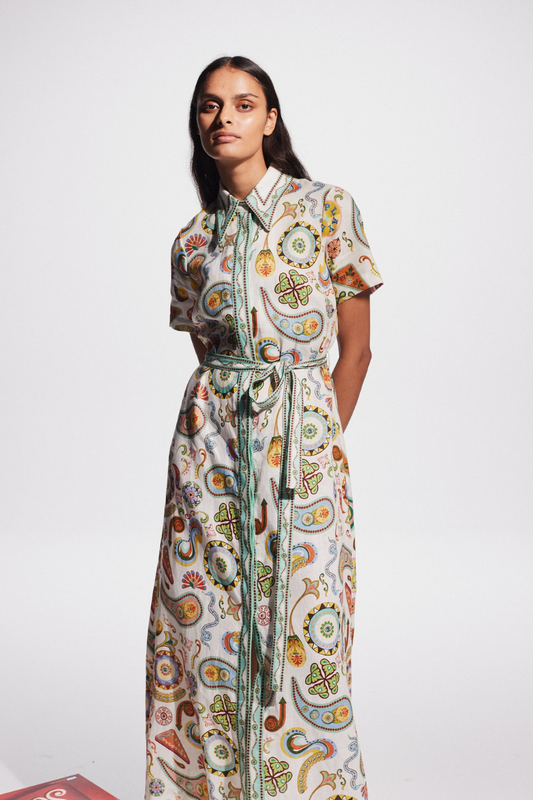 Anouche Short Sleeve Paisley Maxi Dress