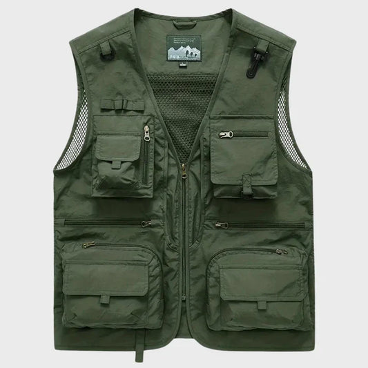 Breathable cargo vest for men with multiple pockets