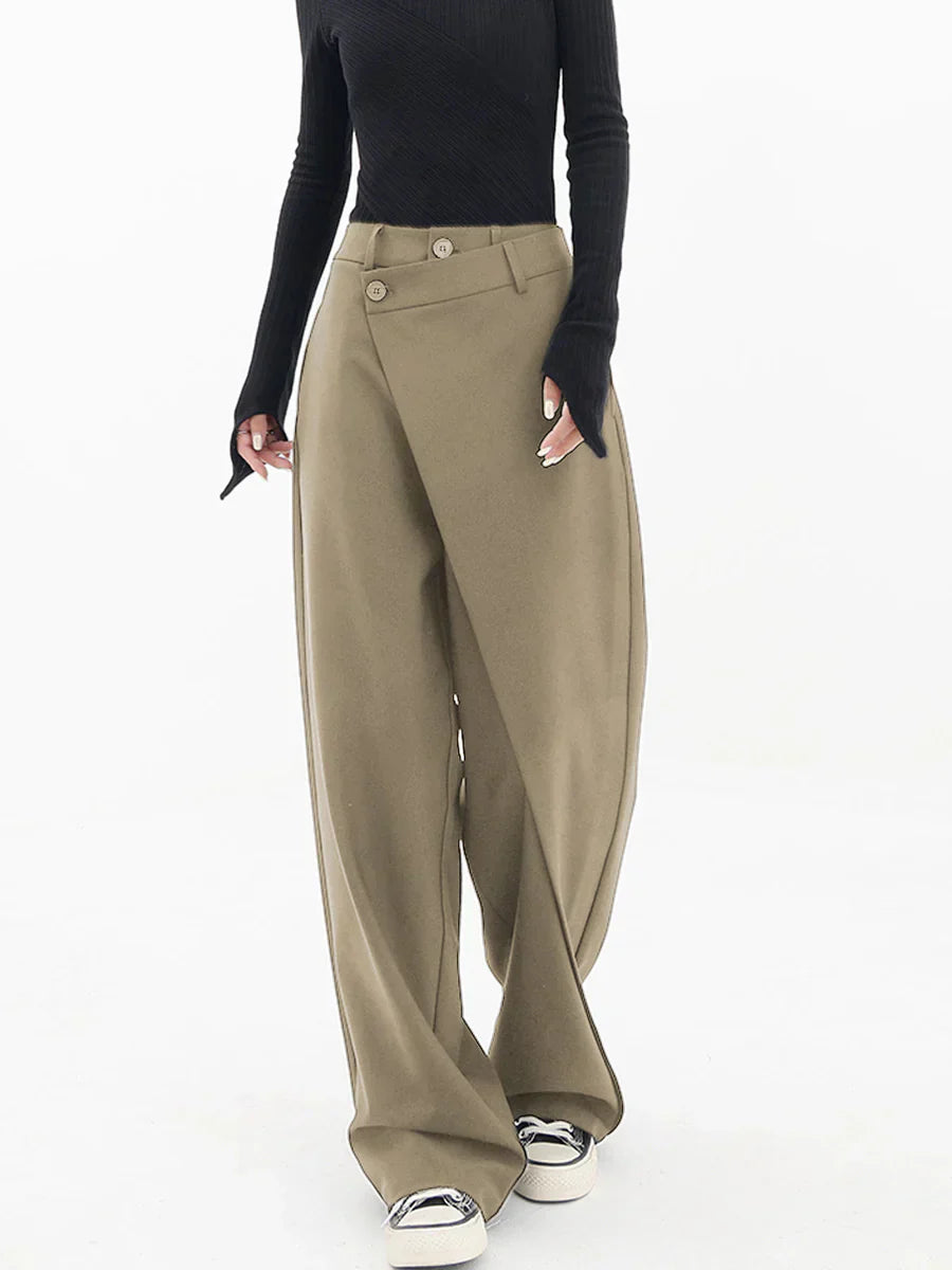 Leja - layered button wide leg pants for women