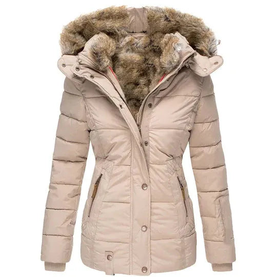 Women's winter coats with detachable fur collar - warm and stylish