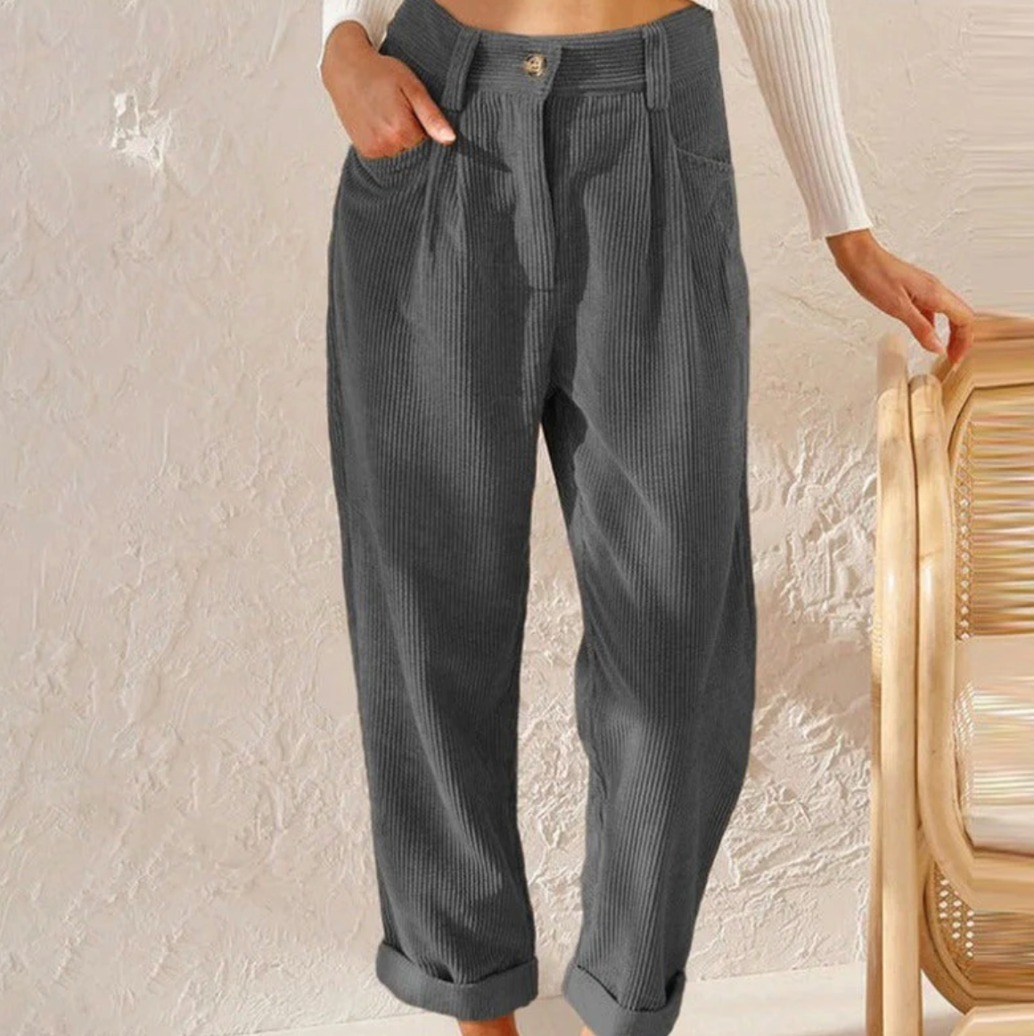 MALIA - casual leisure trousers made of corduroy