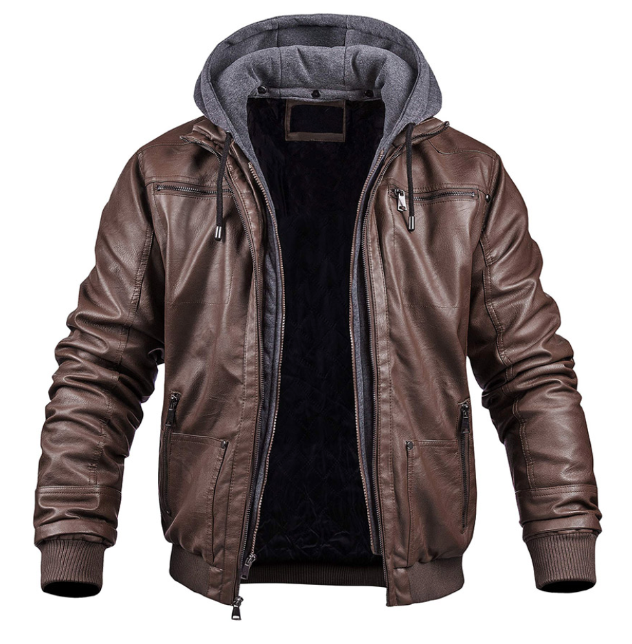 BENJAMIN - Stylish premium leather winter jacket with hood