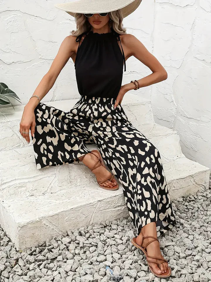 Ledi - leopard print wide leg jumpsuit