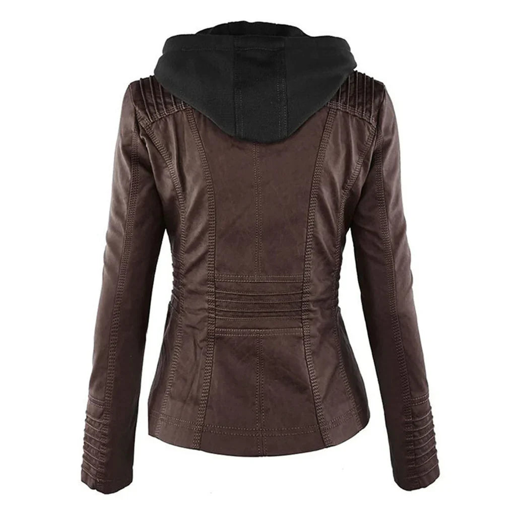 WOLFF - women's leather jacket with hood