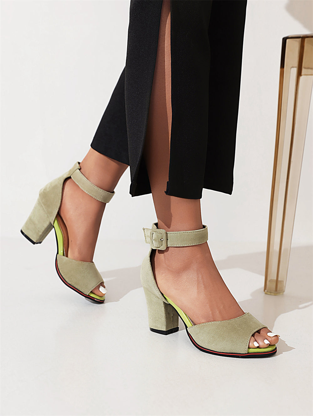 Alison Hayes™ Suede Peep Toe Heels