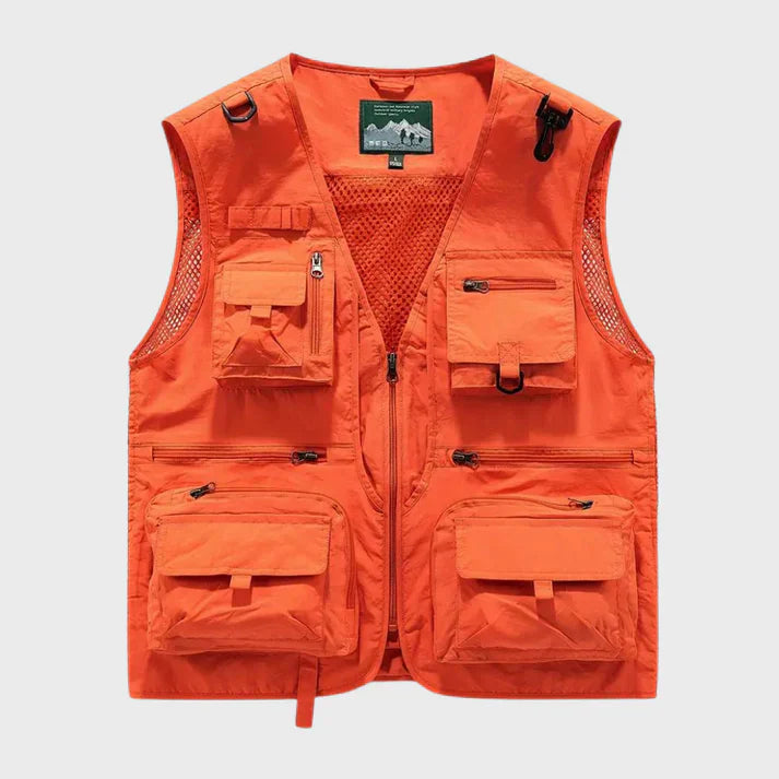 Breathable cargo vest for men with multiple pockets